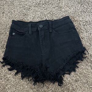 KanCan Black High Waist Frayed Shorts